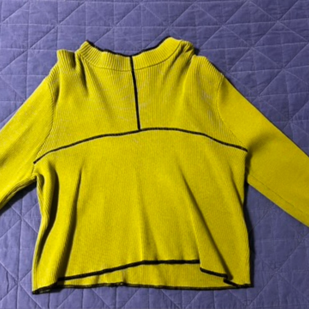 Yellow Ribbed Long Sleeve Top